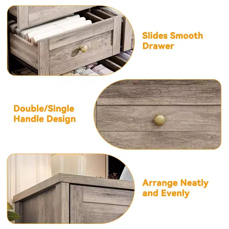 12 Drawers Dresser for Bedroom Wooden, Modern Wide TV Stand Dressers for 65 Inch TV, Wood Chest of Drawers, Farmhouse Clothes Storage for Living Room