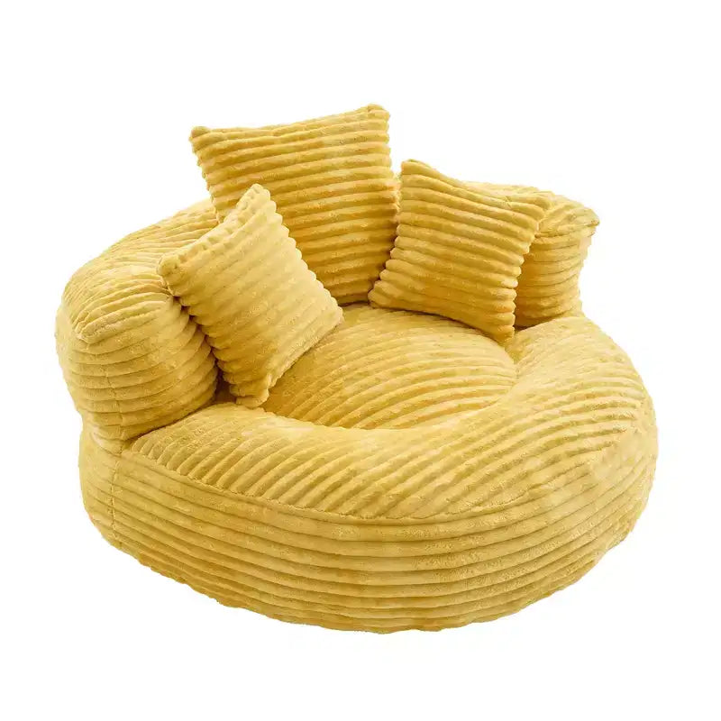 Bean Bag Sofa for Adults Kids, Oversized Corduroy Bean Bag Chair with 3 Pillows & Armrest for Living Room Bedroom