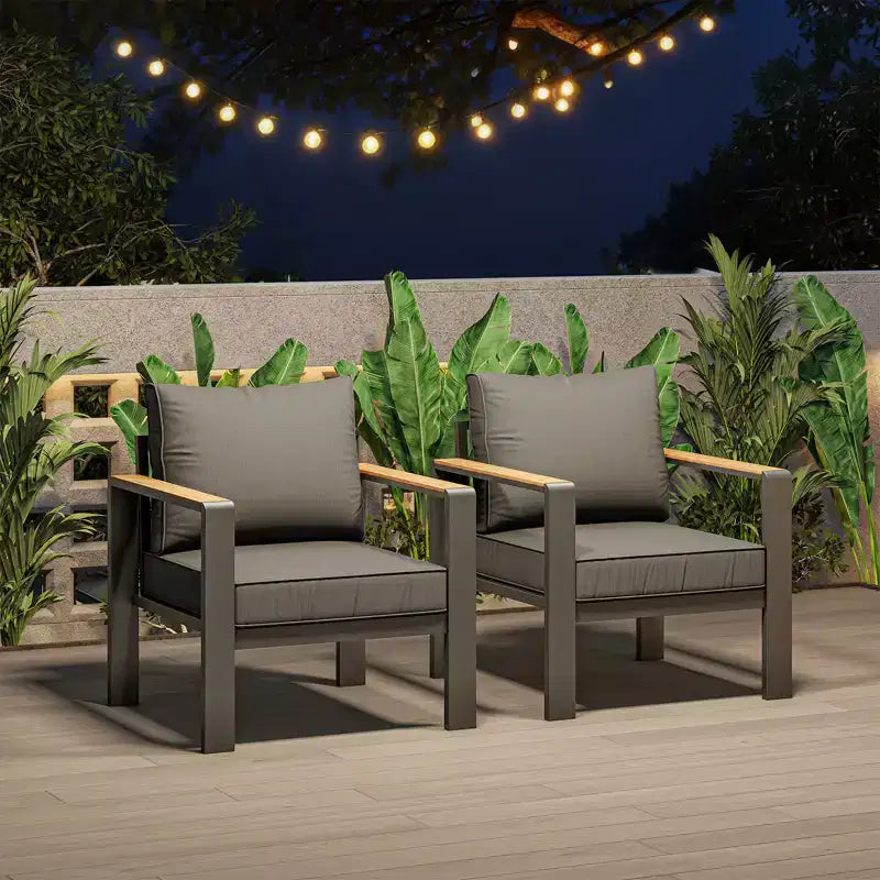 Aluminum Patio Furniture Set, Outdoor Sectional Sofa with 5 Thick Cushions, 4 Armrests & Coffee Table for Garden, Deck, Backyard