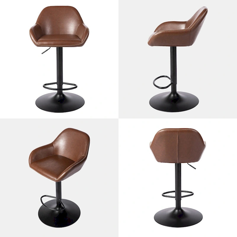 Glitzhome Lot de 3 tabourets de bar pivotants réglables de style moderne du milieu du siècle - Lot de 3
