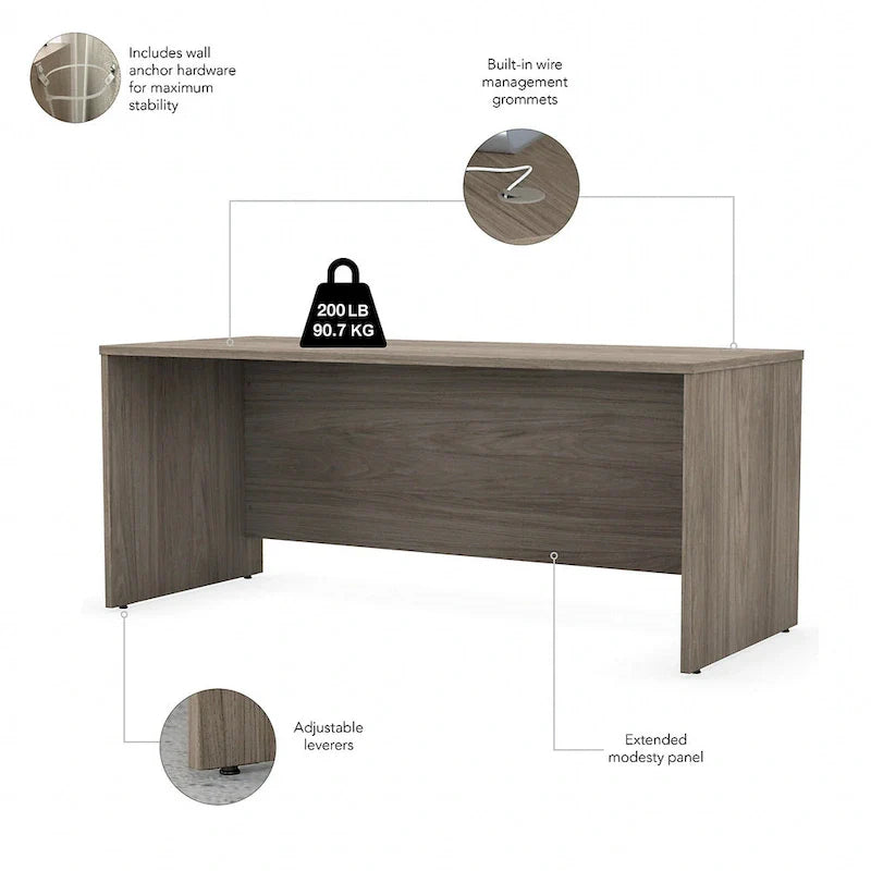 72 Office Desk with Hutch & 3-Drawer Mobile File Cabinet