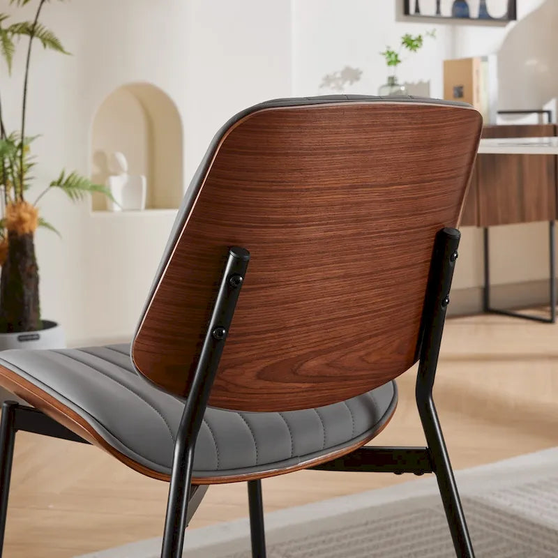 Lot de 2 chaises en similicuir avec pieds en métal
