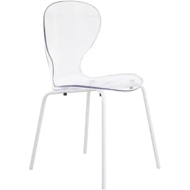 LeisureMod Bristol 5-Piece Dining Set Round Dining Table, 4 Plastic Dining Chairs White Legs