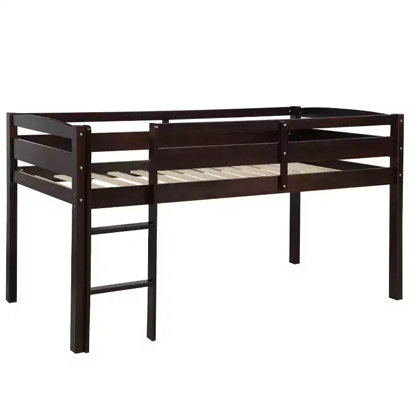 Luxystar Twin Size Solid Wood Loft Bed with Ladder and Fence for Kids Room