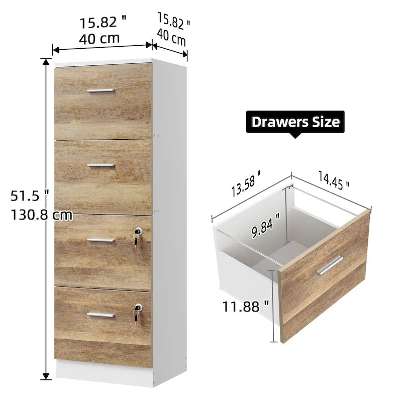 Moasis 51H 4 Drawers File Cabinet Lockable Vertical Storage Cabinet for Home Office