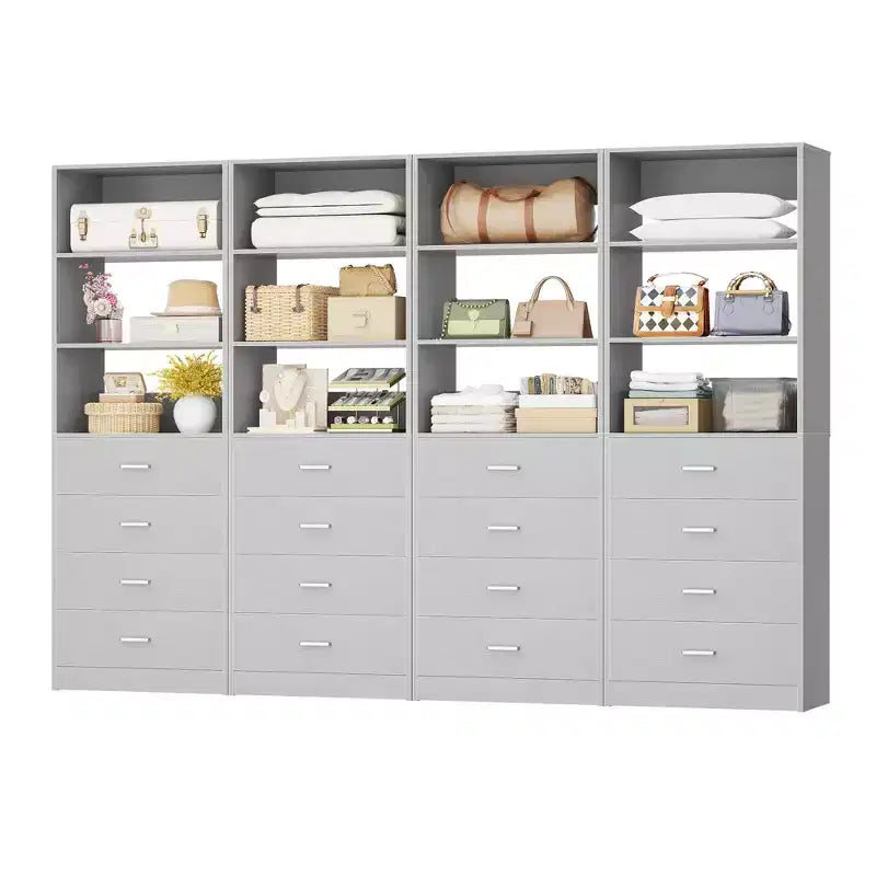 Closet Organizer System with Wood Drawers and Shelves