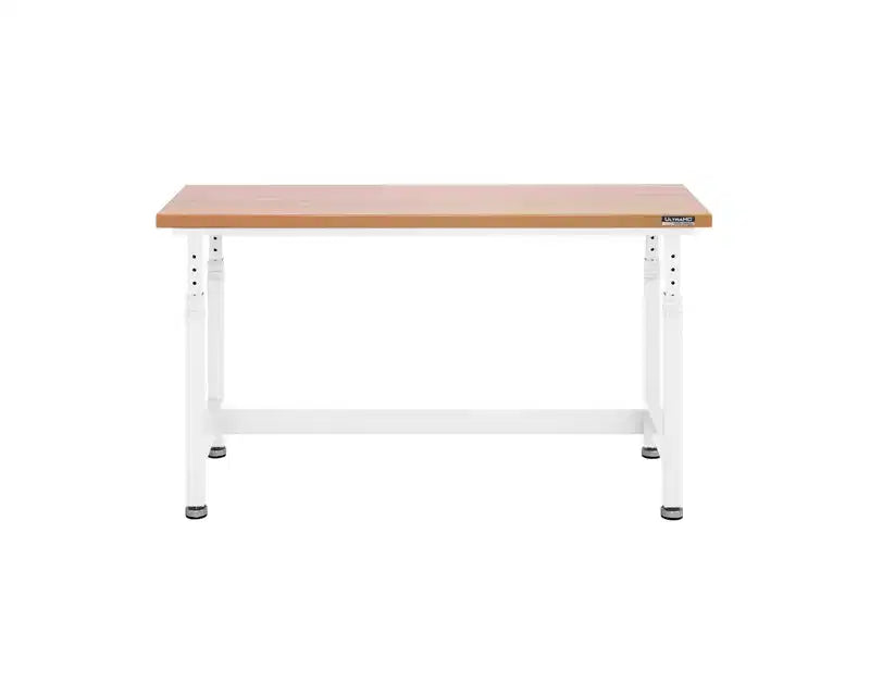 Heavy Duty 60 Adjustable Height Workbench Table with Wood Top