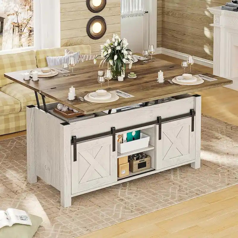Lift Top Coffee Table 2 Sliding Barn Doors Storage Dining Table