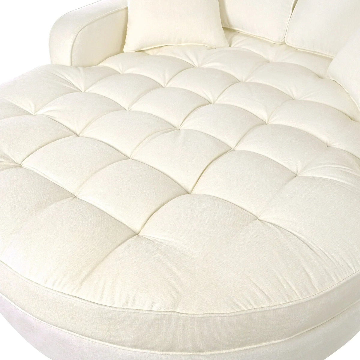 Chenille Chaise Lounge Sofa Bed, Upholstered Sofa Couch with Tufted Backrest and 2 Detachable Pillows for Living Room