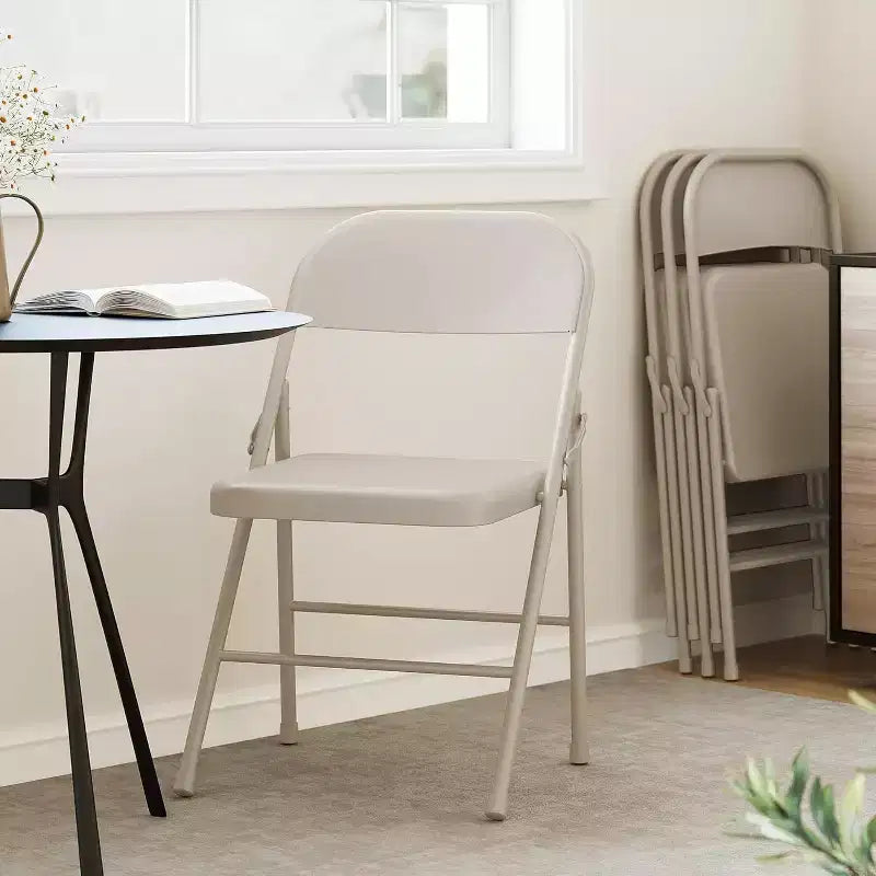 8-piece set of all-steel folding chairs with backrests, heavy-duty metal foldable dining chair set, 350 lbs capacity, suitable for indoor and outdoor