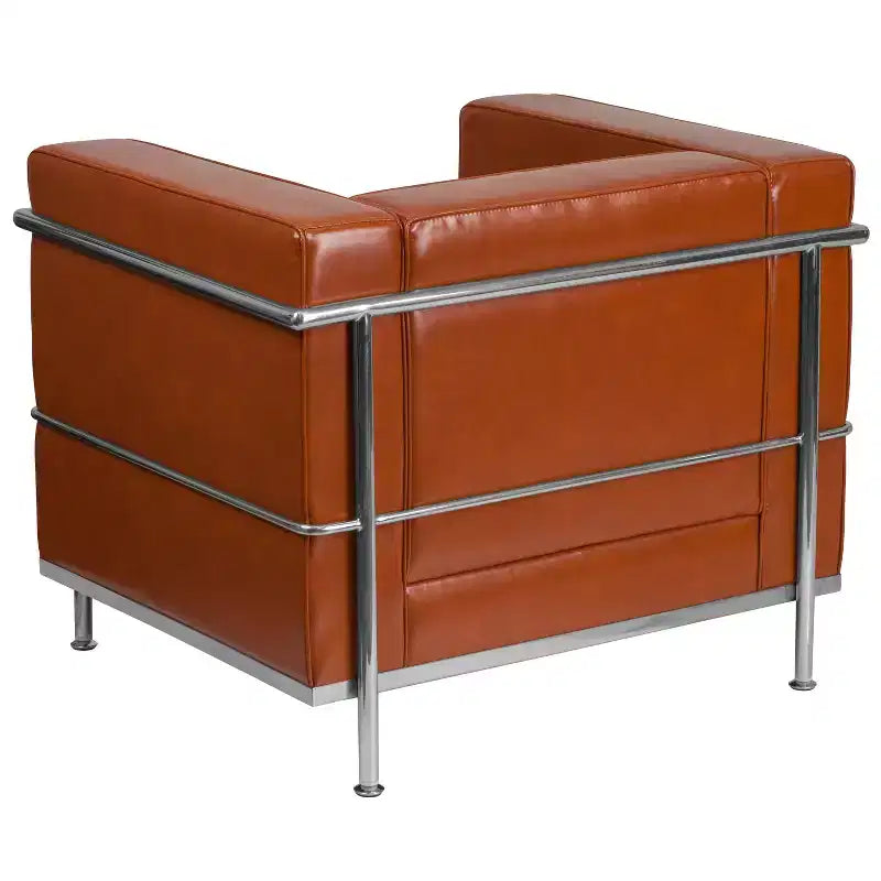 Emma and Oliver Contemporary LeatherSoft Chair with Double Bar Encasing Frame