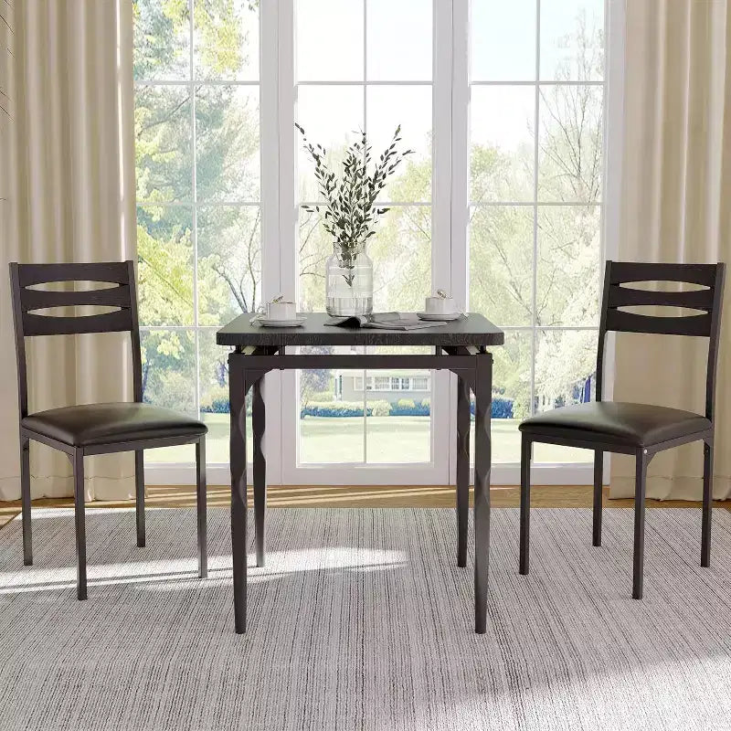 3-Piece Dining Set for Small Spaces, Table & 2 Chairs with Spiral Legs, Compact Kitchen Table Set for Apartments