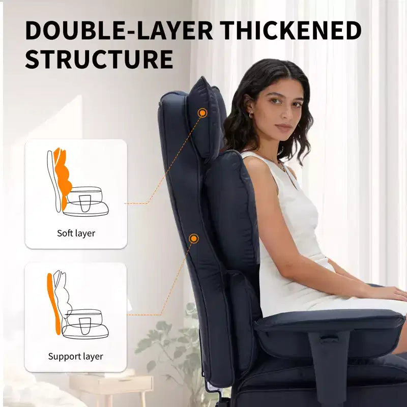 Fauteuil de bureau pour personnes fortes et grandes avec repose-pieds, fauteuil de jeu à dossier haut, fauteuil de bureau exécutif en cuir, fauteuil de bureau ergonomique avec support lombaire