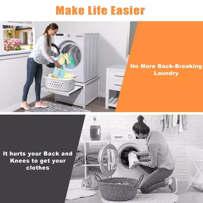 Socle robuste pour lave-linge et sèche-linge en métal, noir/blanc – Unité simple, anti-vibration