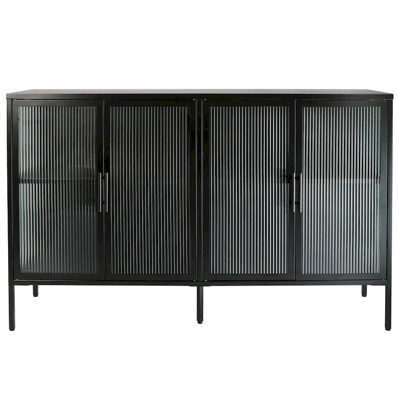 Metal Tempered Glass Cabinet with Adjustable Shelf