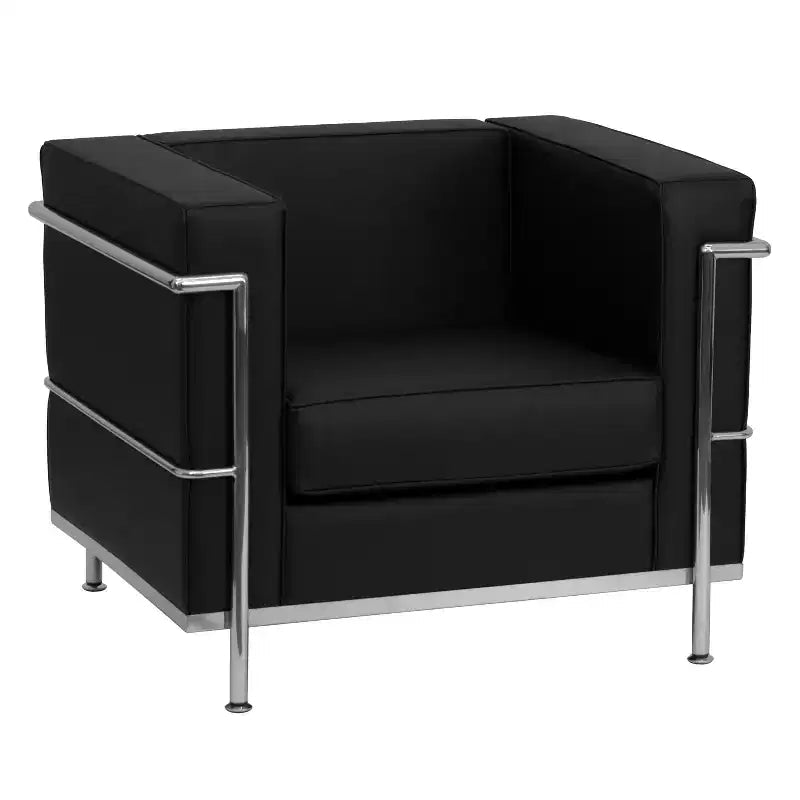 Emma and Oliver Contemporary LeatherSoft Chair with Double Bar Encasing Frame