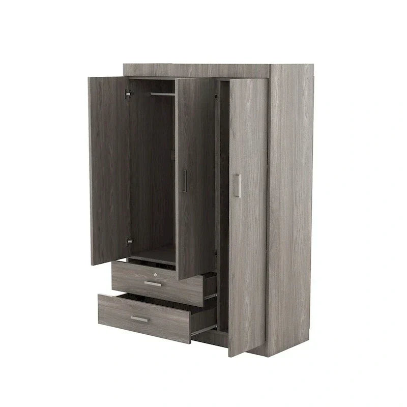 3-Door Wardrobe with 2 Drawers