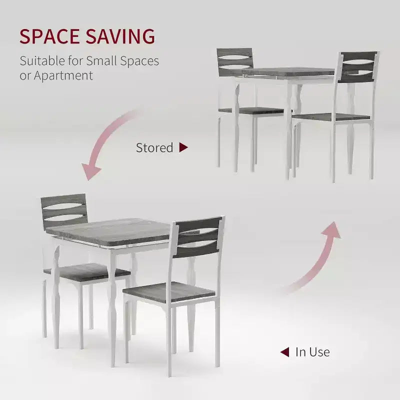 3-Piece Dining Set for Small Spaces, Table & 2 Chairs with Spiral Legs, Compact Kitchen Table Set for Apartments