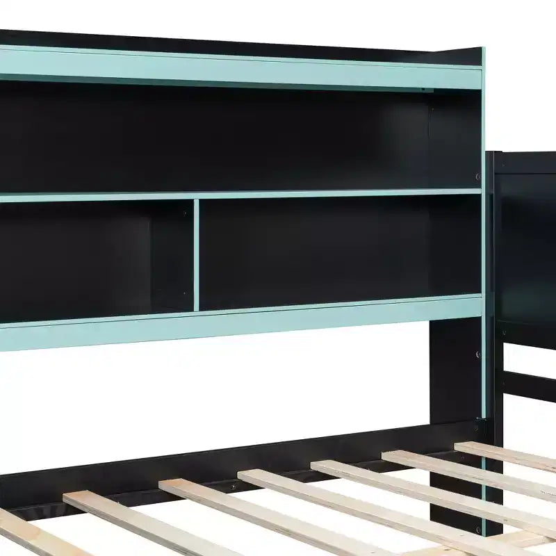 Gamer Hub Daybed with Desk, RGB Lights, Charging Station, Storage Drawers & Bookcase Headboard