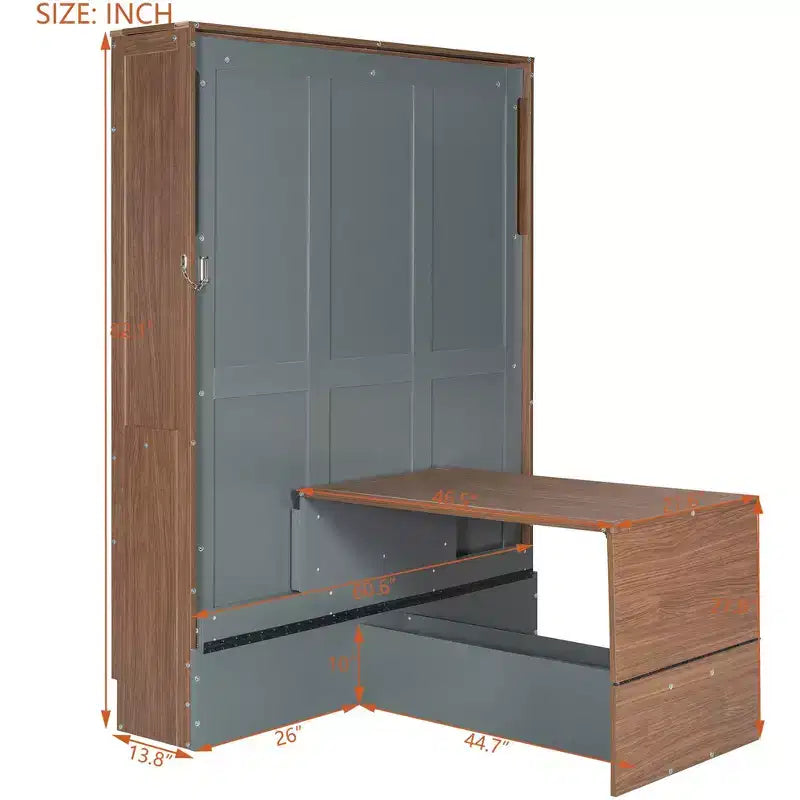 GDF Studio Lawrence Full Size Murphy Bed with Foldable Desk