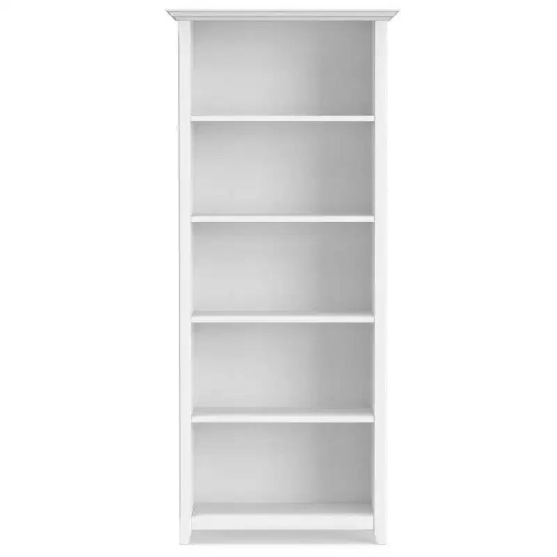70 Five-Shelf Solid Wood Bookcase - Lacquered Pine, 4 Adjustable Shelves