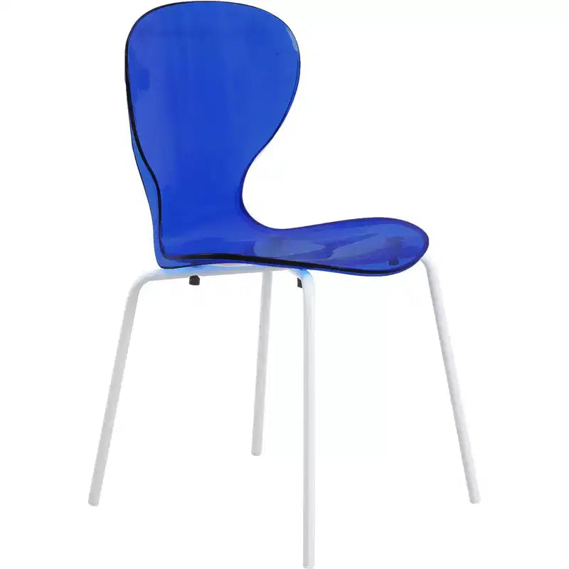 LeisureMod Bristol 5-Piece Dining Set Round Dining Table, 4 Plastic Dining Chairs White Legs
