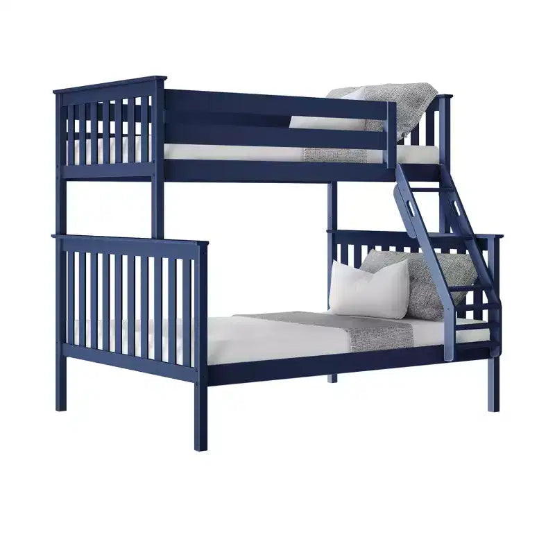 Max & Lily Bunk Bed Twin over Full Size, Solid Wood Bunk Beds with Ladder for Kids