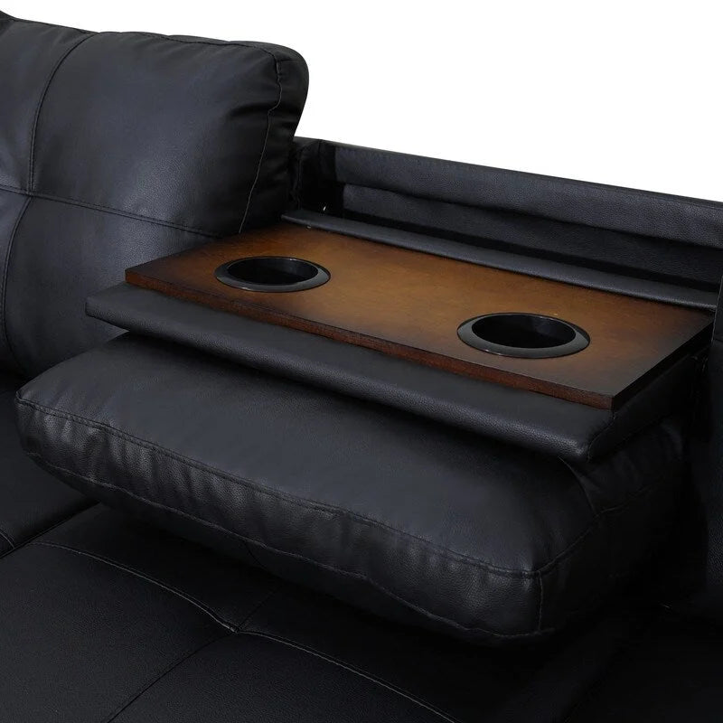 Ensemble de canapé moderne 3 pièces en similicuir noir : Style épuré pour les salons