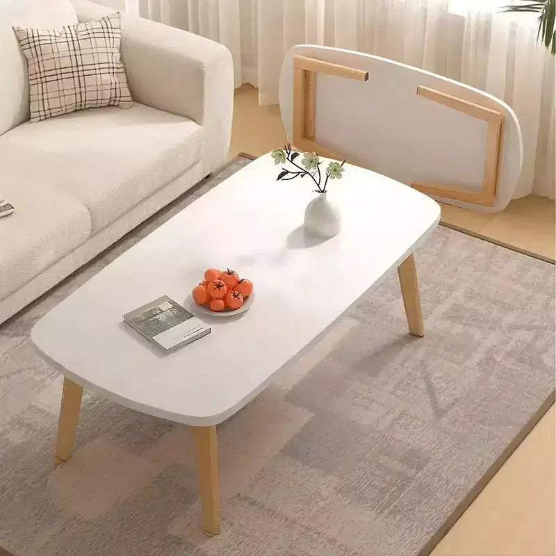 39.9 Wooden Folding Coffee Table, Foldable Laptop Table for Small Spaces, Low Study Table for Sitting on The Floor for Bedroom Office Apartment