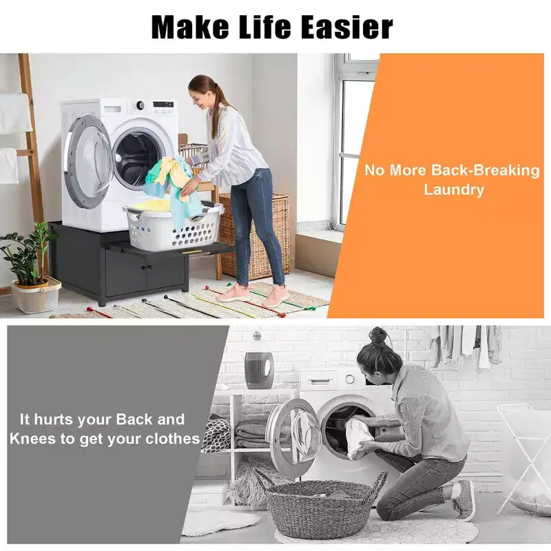 Socle robuste pour lave-linge et sèche-linge en métal, noir/blanc – Unité simple, anti-vibration
