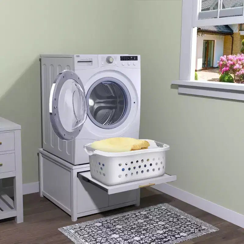 Socle robuste pour lave-linge et sèche-linge en métal, noir/blanc – Unité simple, anti-vibration