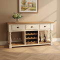 Console de Ferme Range-Bouteilles avec Finition Blanc Craie et Plateau Naturel