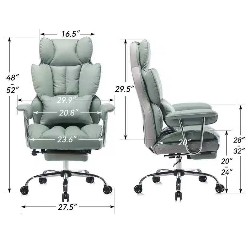 Efomao Ergonomic Desk Office Chair 400LBS, Big and Tall PU Leather Computer Chair, Executive Desk Chair with Footrest and Lumbar Support