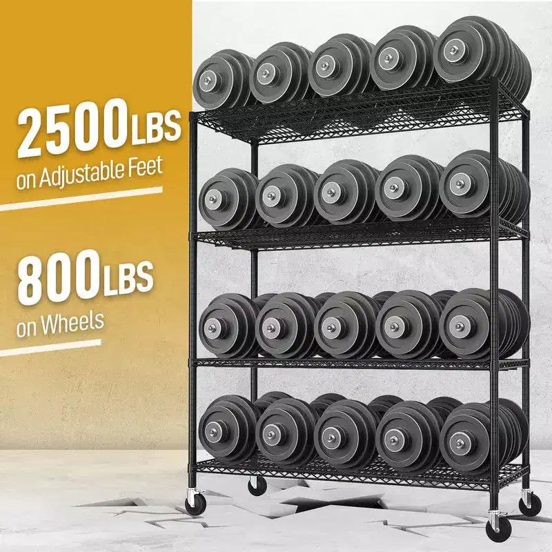 Heavy Duty Storage Metal Adjustable Shelves Wire Shelving Unit With Wheels 2500LBS NSF
