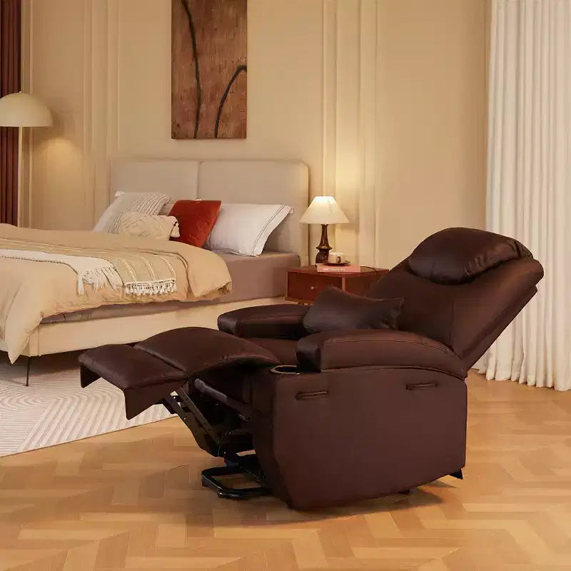 Bestier 34.6 Electric Power Lift Asist Recliner Chair with Massage and Heat, Fax Leather Reclining Chair with Side Pockets & Cup Holders