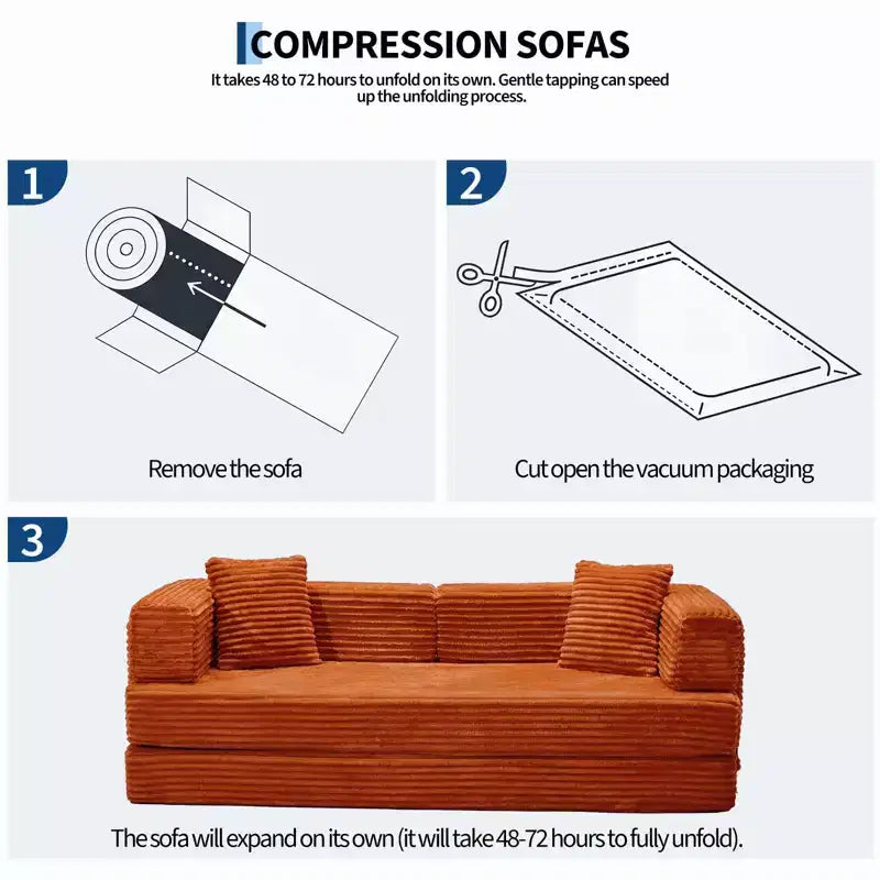 80.7 5-in-1 Convertible Sleeper Sofa Bed aï¿?Corduroy, 1200 lbs, No Assembly