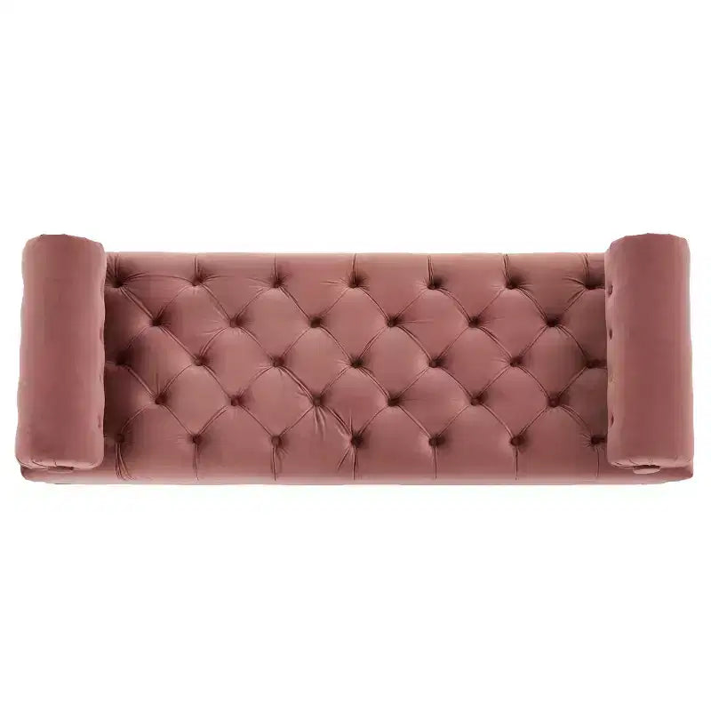 Modern End of Bed Bench for Bedroom, Velvet Upholstered Window Bench with 2 Detachable Pillows for Living Room or Entryway-Panipeachy
