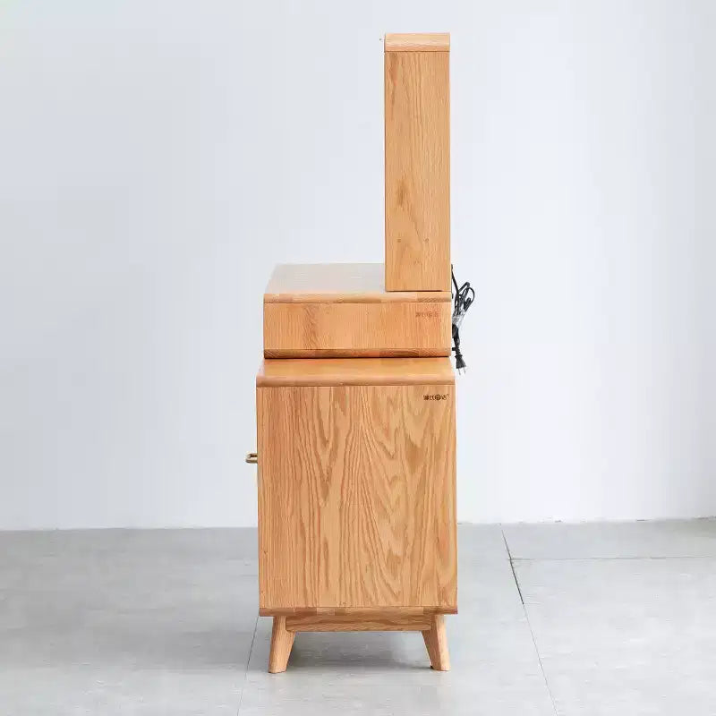 GDFStudio Crichton Modern Solid Oak Dresser Table with 4 Drawers and Shelves