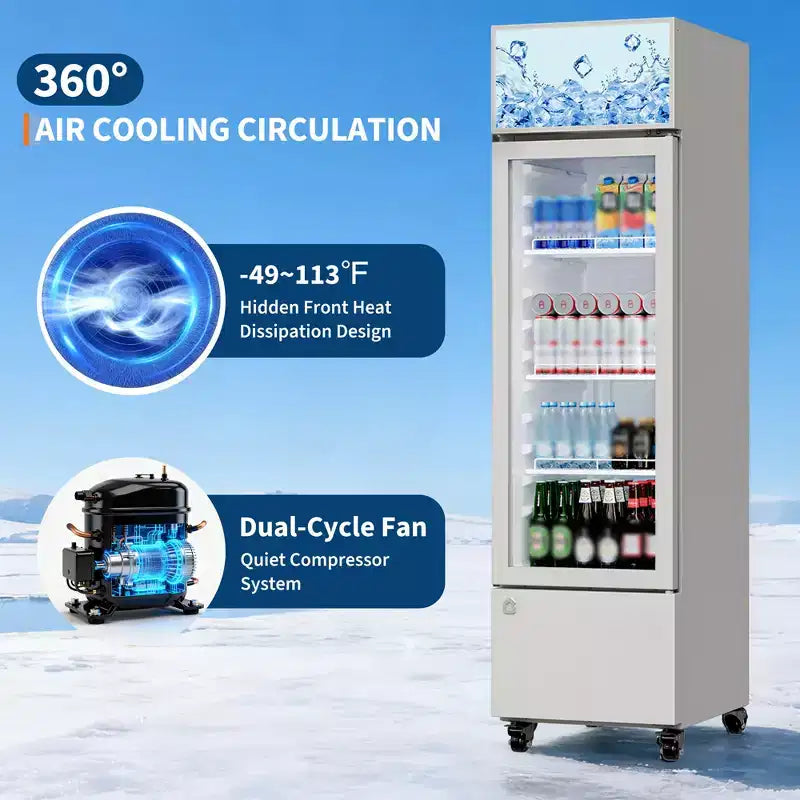 COZONY Glass Door Beverage Refrigerator, 6.1 Cu.ft Commercial Drink Cooler with Lightbox, No-Frost for Bar, Restaurant, Store