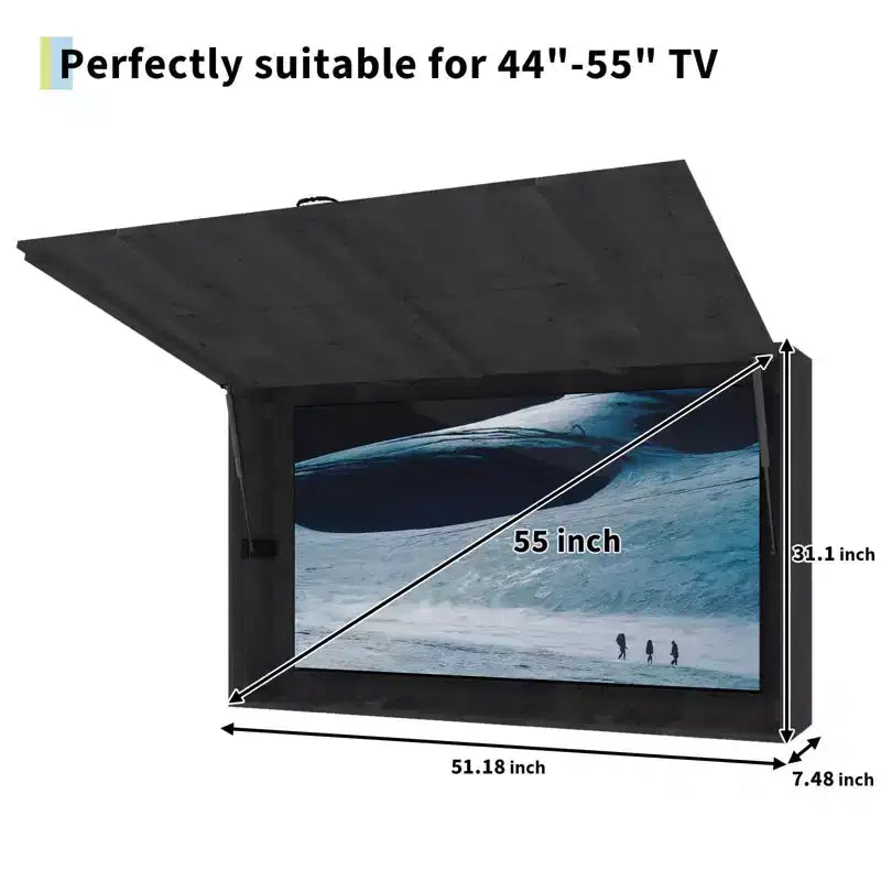 55 in Outdoor TV Enclosure, Solid Wood Weatherproof TV Cover with 4D Adjustable Mount & Fold-Up Door (Fits 44-55 in TVs)