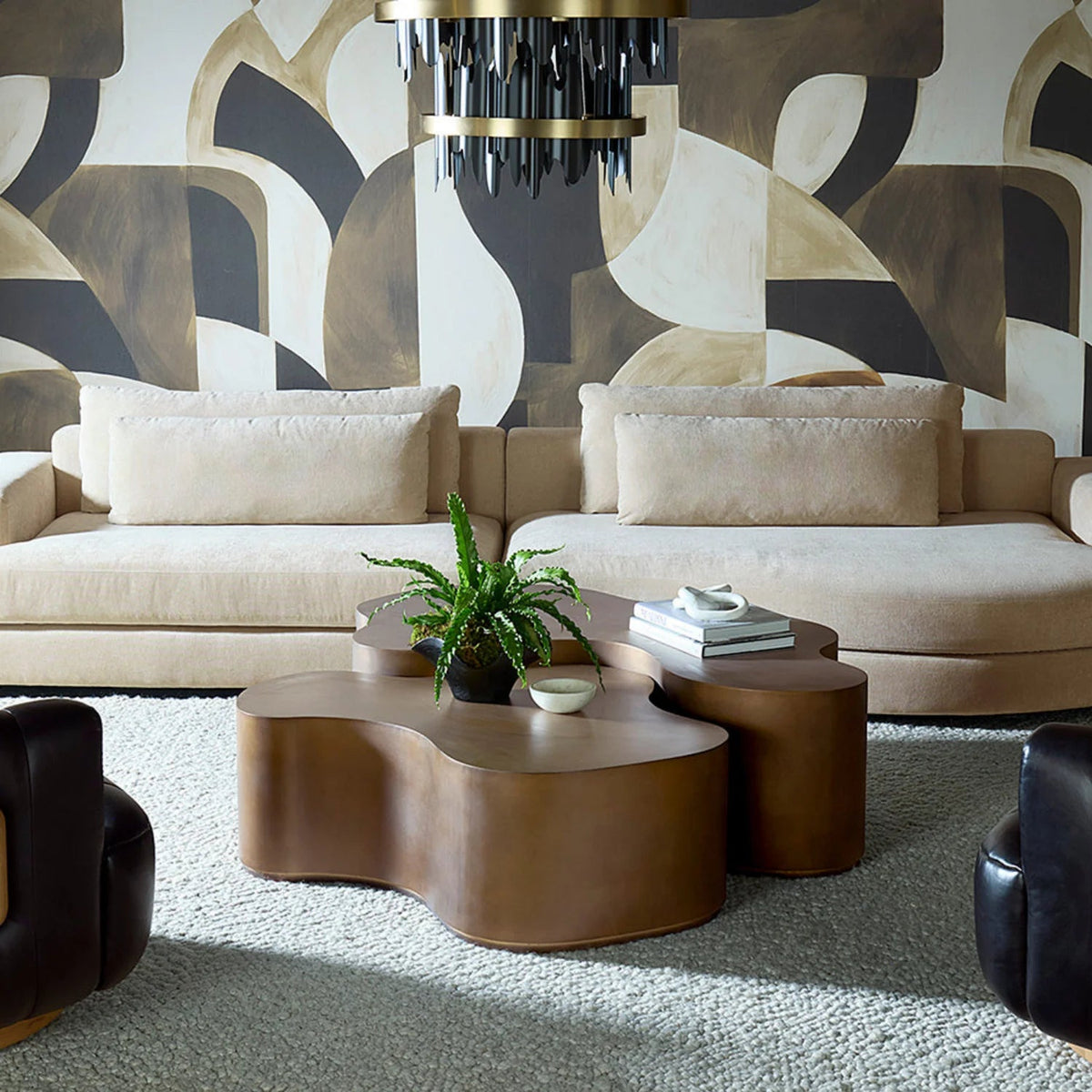Modern Powder-Coated Aluminum Coffee Table with Sculptural | Powder-Coated Finish
