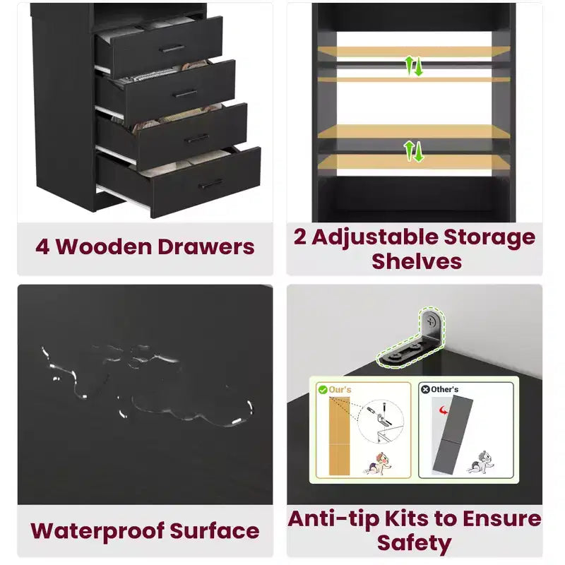 Closet Organizer System with Wood Drawers and Shelves