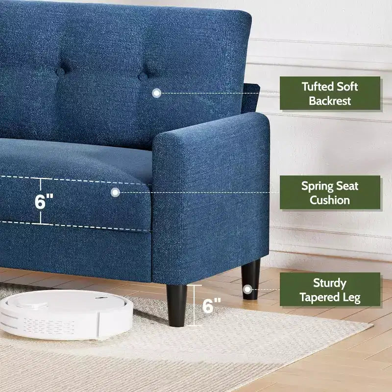 Dyonery 50 Loveseat Sofa, 2-Seater Love Seat for Office & Small Spaces, 24 Deep Seat, FSC Solid Wood Frame, Tool-Free Assembly