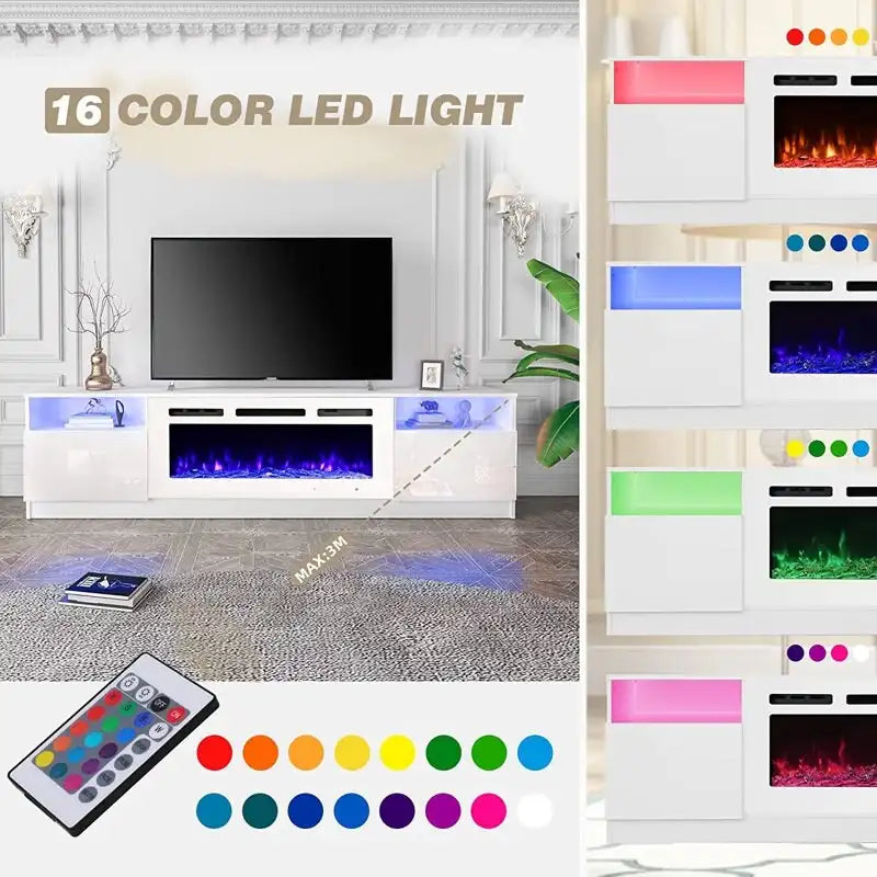 36 Electric Fireplace TV Stand, Entertainment Center & TV Console for TVs up to 80, Modern Fireplace Heater for Living Room