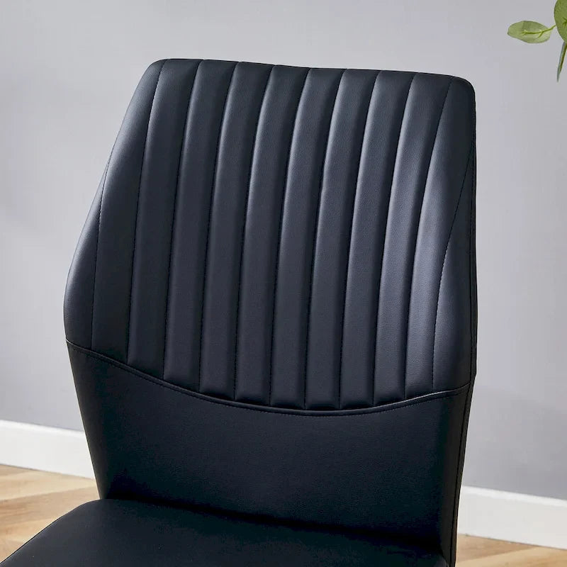 Ensemble de 6 chaises de salle à manger de luxe simples en PU haute résilience avec pieds en métal argenté, chaises d'appoint sans accoudoirs pour cuisine