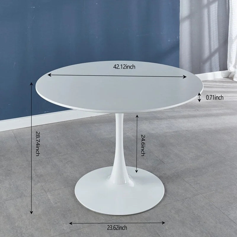 42.1 Tulip Dining Table With Round Table Top and Pedestal for 4-6 People