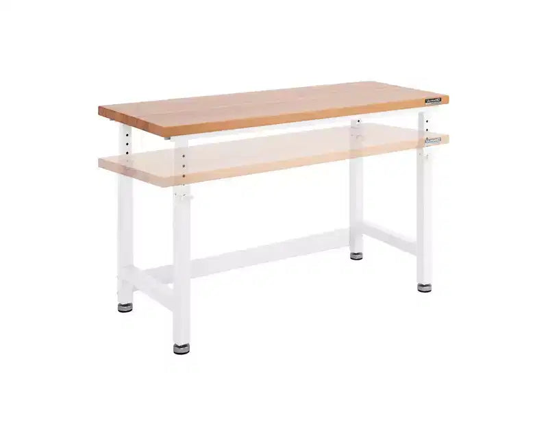 Heavy Duty 60 Adjustable Height Workbench Table with Wood Top