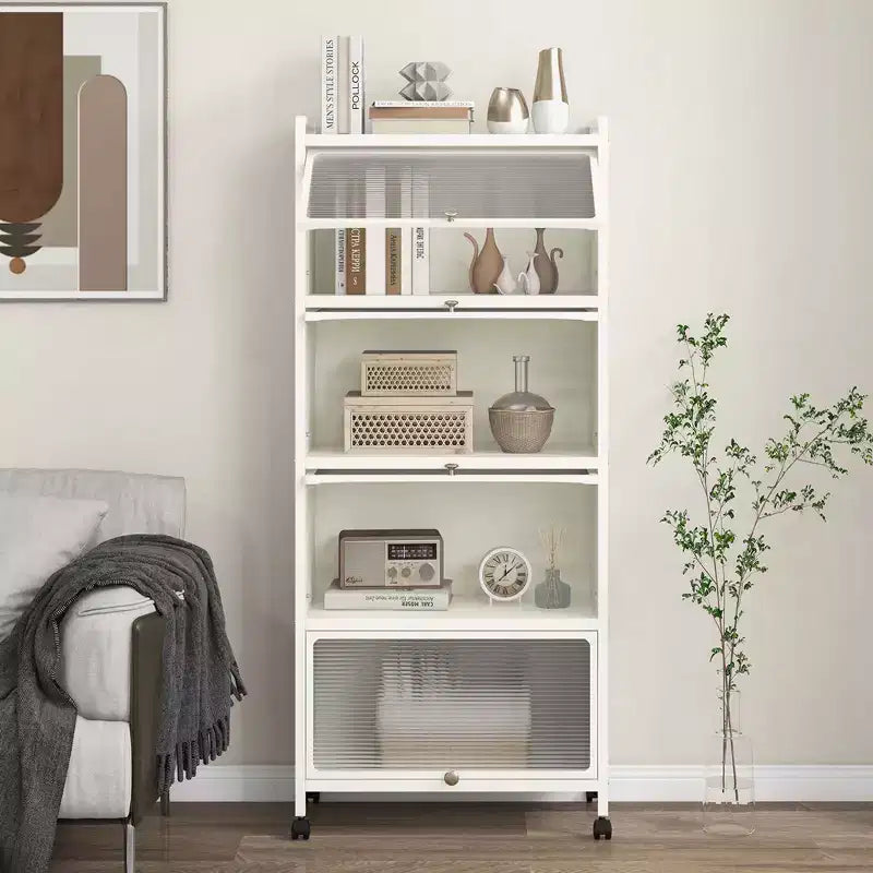 Costway 5-Tier Kitchen Bakers Rack Storage Cabinet Mobile Microwave Stand Flip-up Doors White/Black/Grey/Green