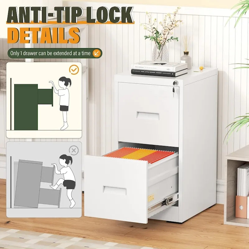 2 Drawer Vertical File Cabinet with Lock for Home Office
