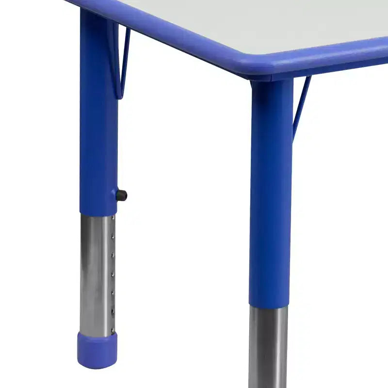 Emma and Oliver 23.625W x 47.25L Rectangular Plastic Height Adjustable Activity Table Set with 6 Chairs